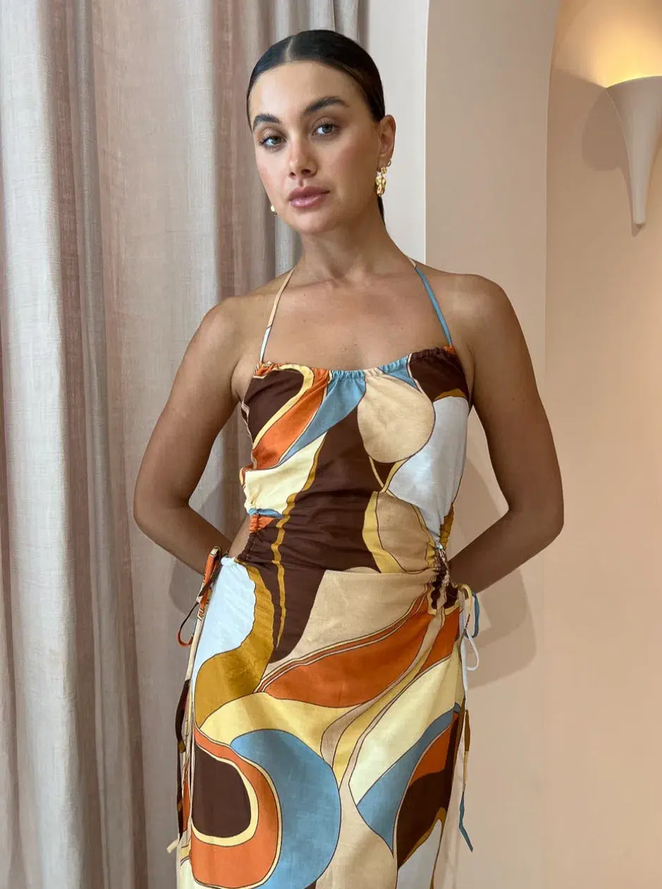 Sir the Label Vista Halter Midi Dress in Vista Print Size 12 - Image 3