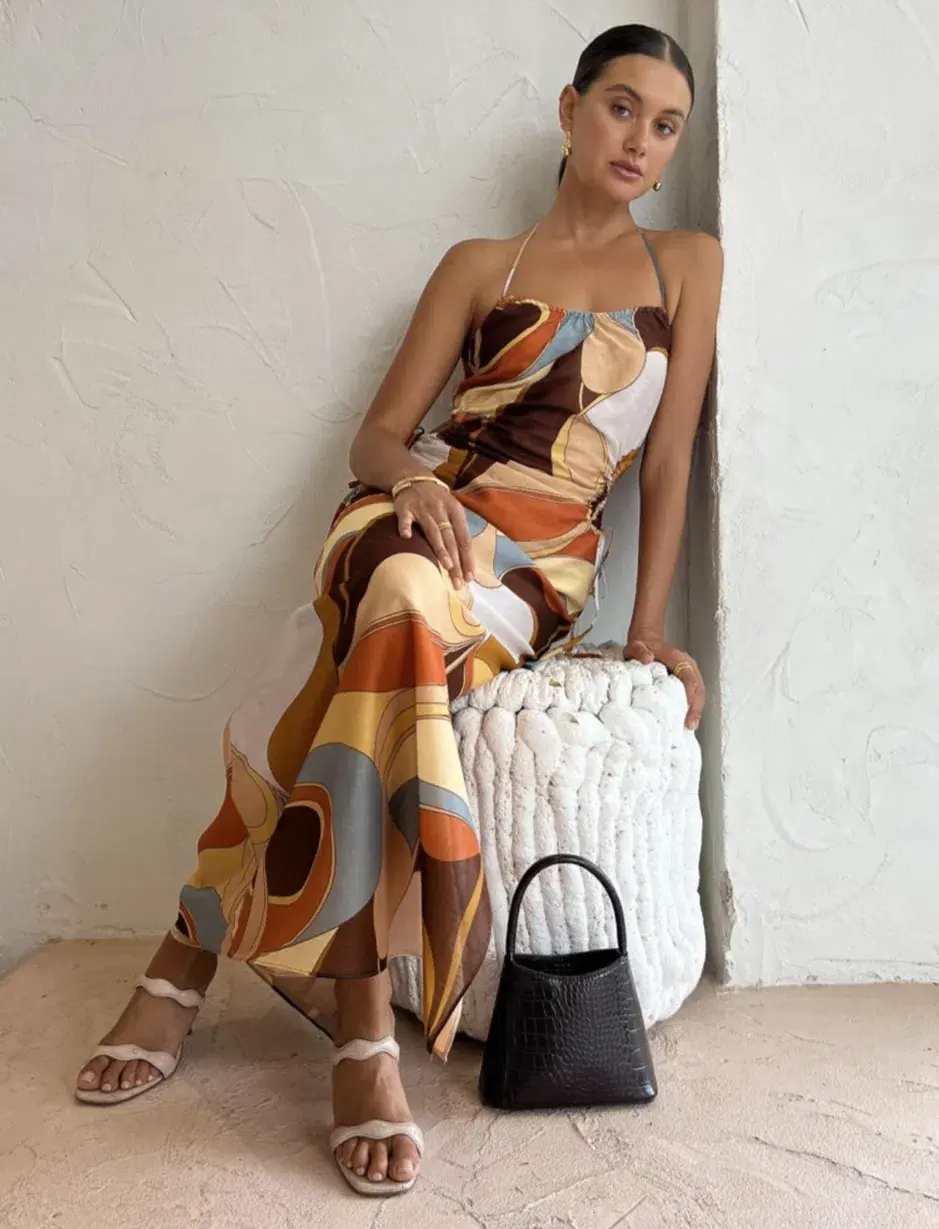 Sir the Label Vista Halter Midi Dress in Vista Print Size 12 - Image 2