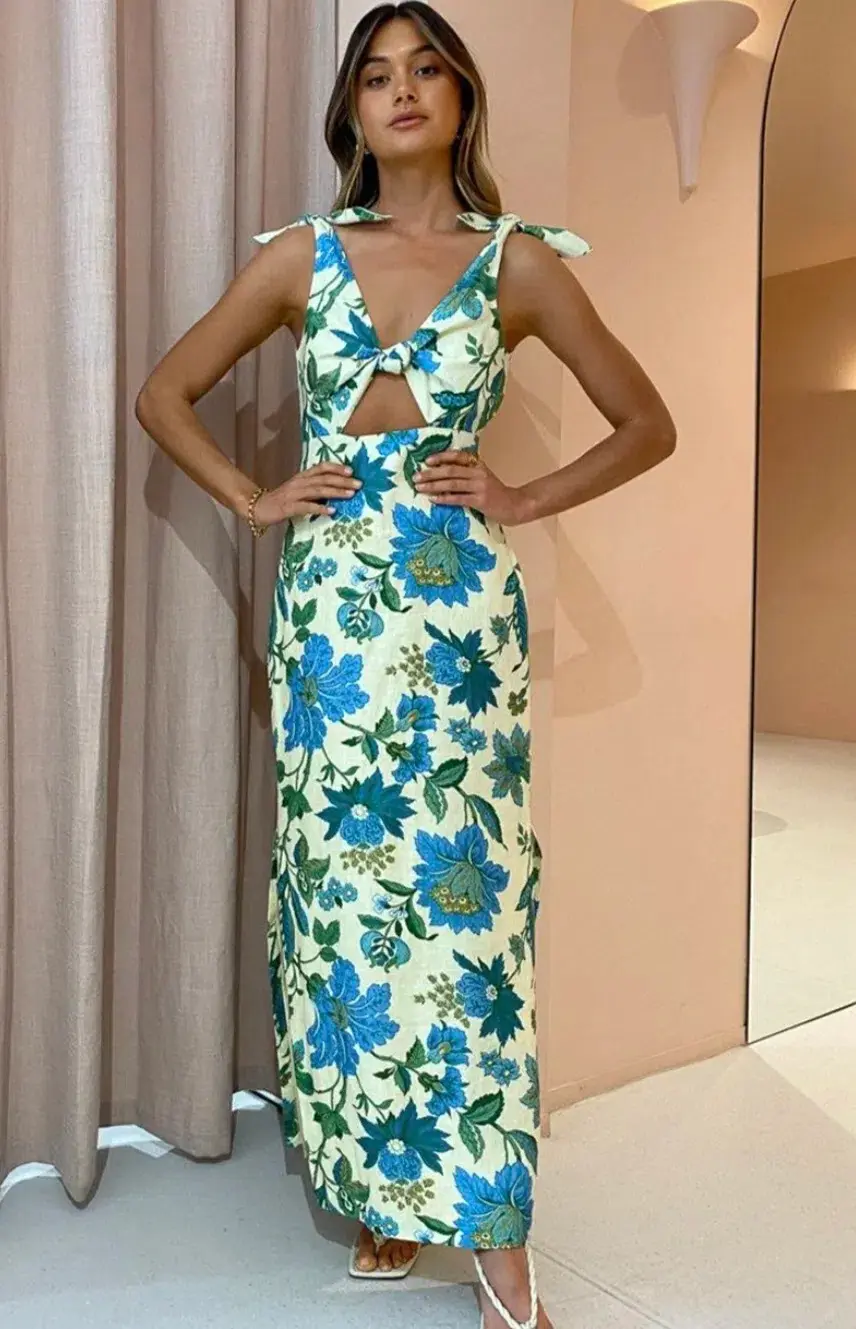 Sir Alexandre Tie Midi Dress Floral Size 8 - Image 3