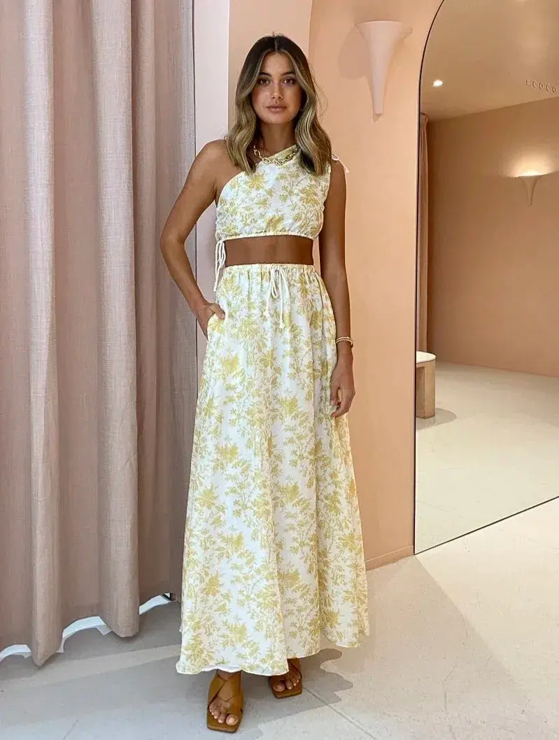 Sir the Label Clementine One Shoulder Top and Maxi Skirt Set Ivory Clementine Size 8 - Image 1