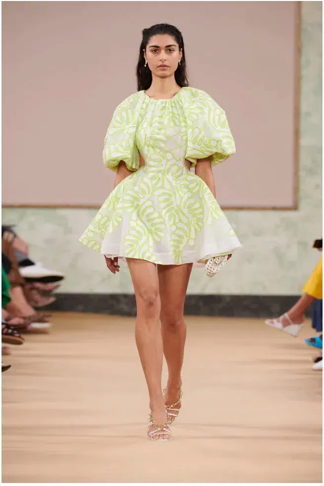 Aje Botanical Applique Mini Dress Ivory/Citrus Yellow Size XXS / AU 4 - Image 4