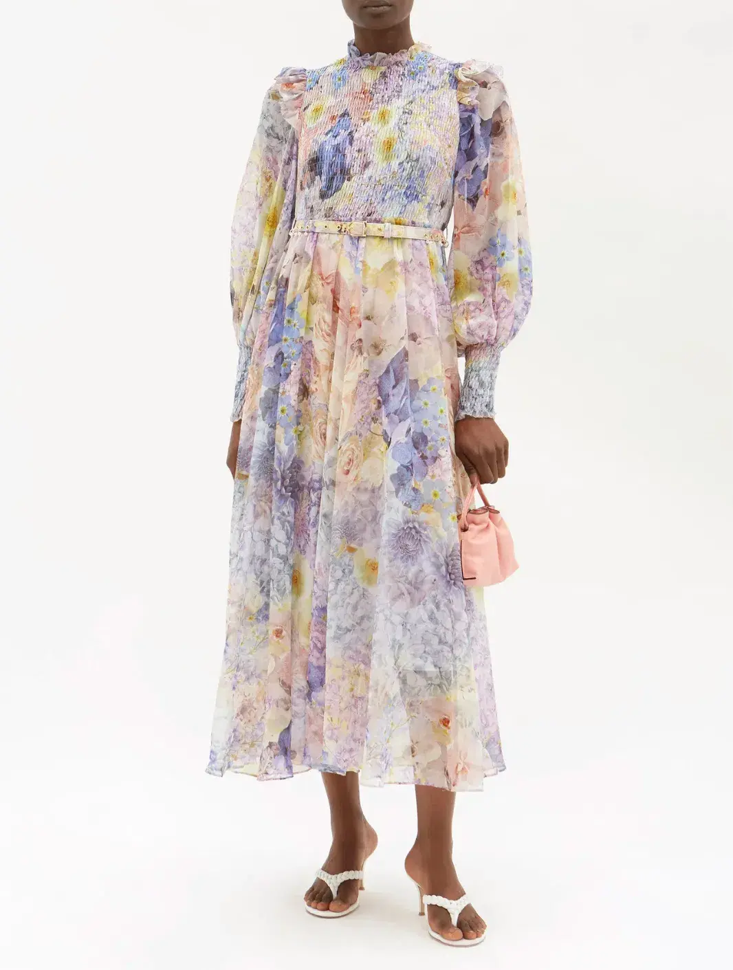 Zimmermann Rhythmic Shirred Midi Dress Floral Size 2 / AU 12 - Image 1