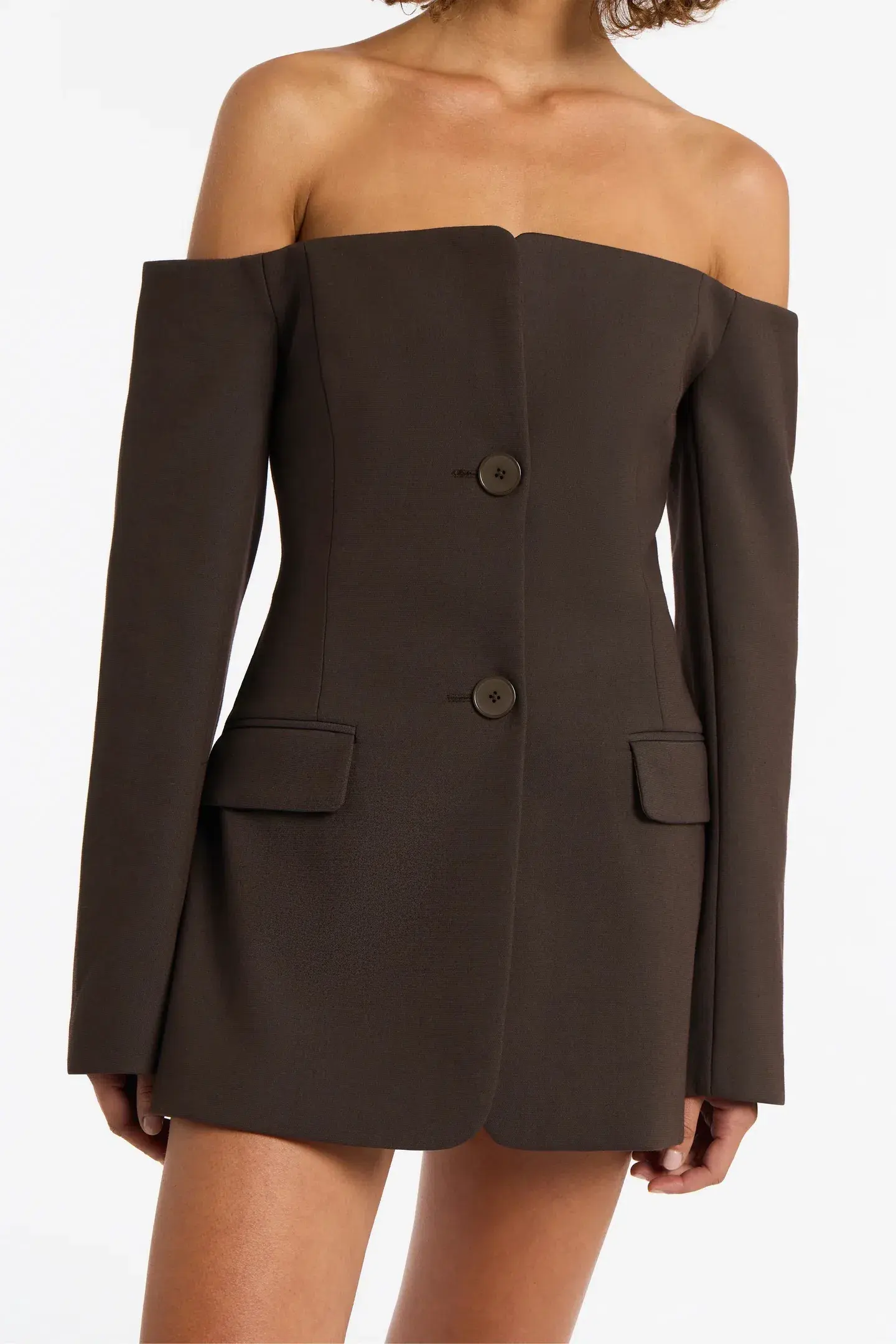 Sir The Label Sandrine Tailored Mini Dress Brown Size AU 14 - Image 3