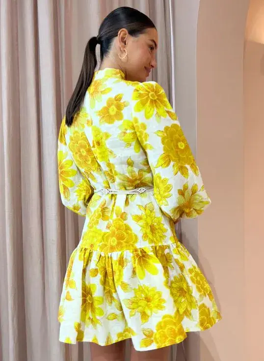 Alemais Sonny Mini Dress Yellow Floral Size 8 - Image 3