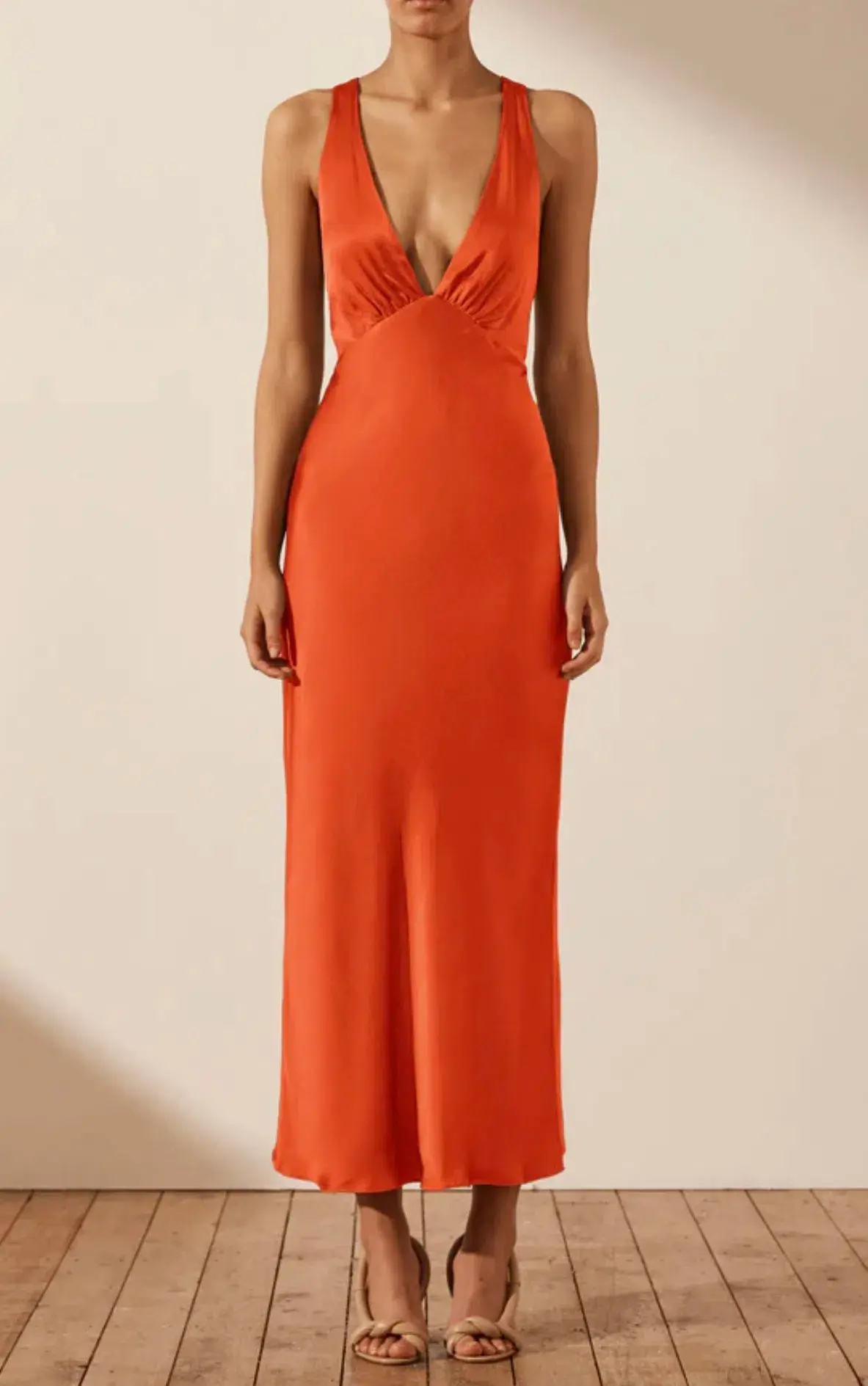 Shona Joy Milo Plunge Dress Orange Size 6 - Image 4