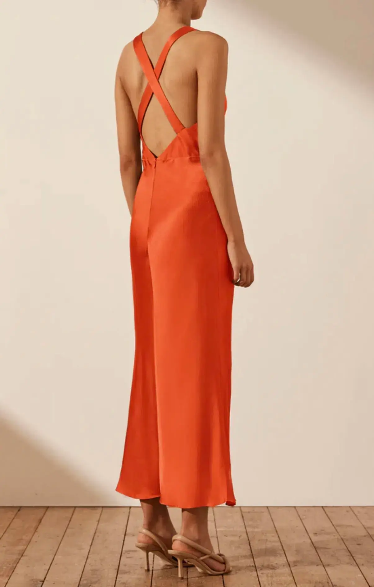 Shona Joy Milo Plunge Dress Orange Size 6 - Image 5