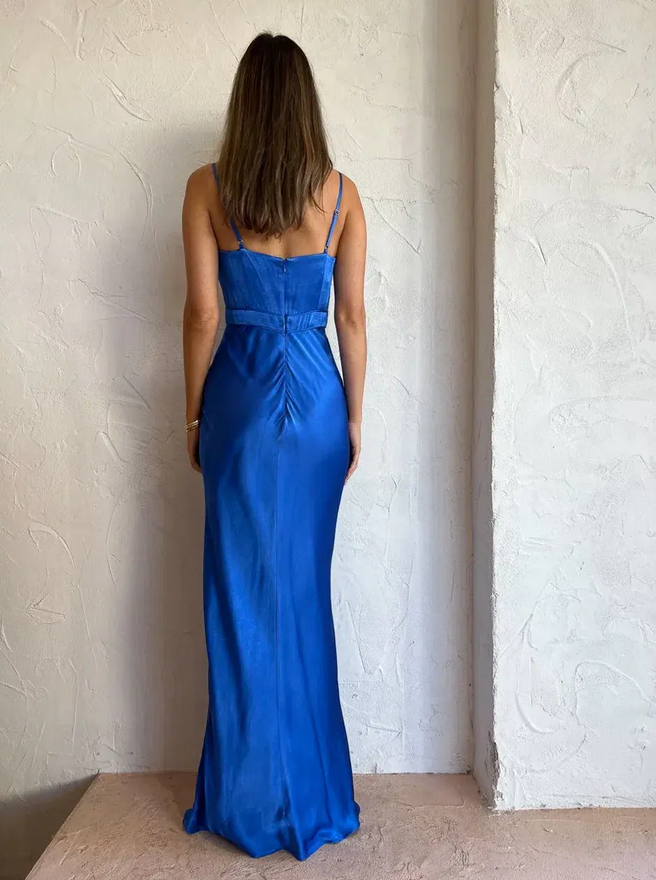 Shona Joy Oliviera Ruched Maxi Dress Blue Size 8 - Image 5