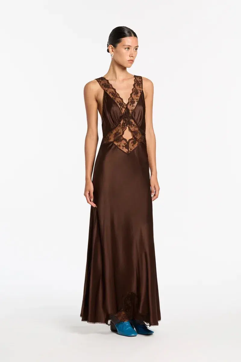 Sir the Label Aries Cut Out Gown Chocolate Size 6 - Image 1