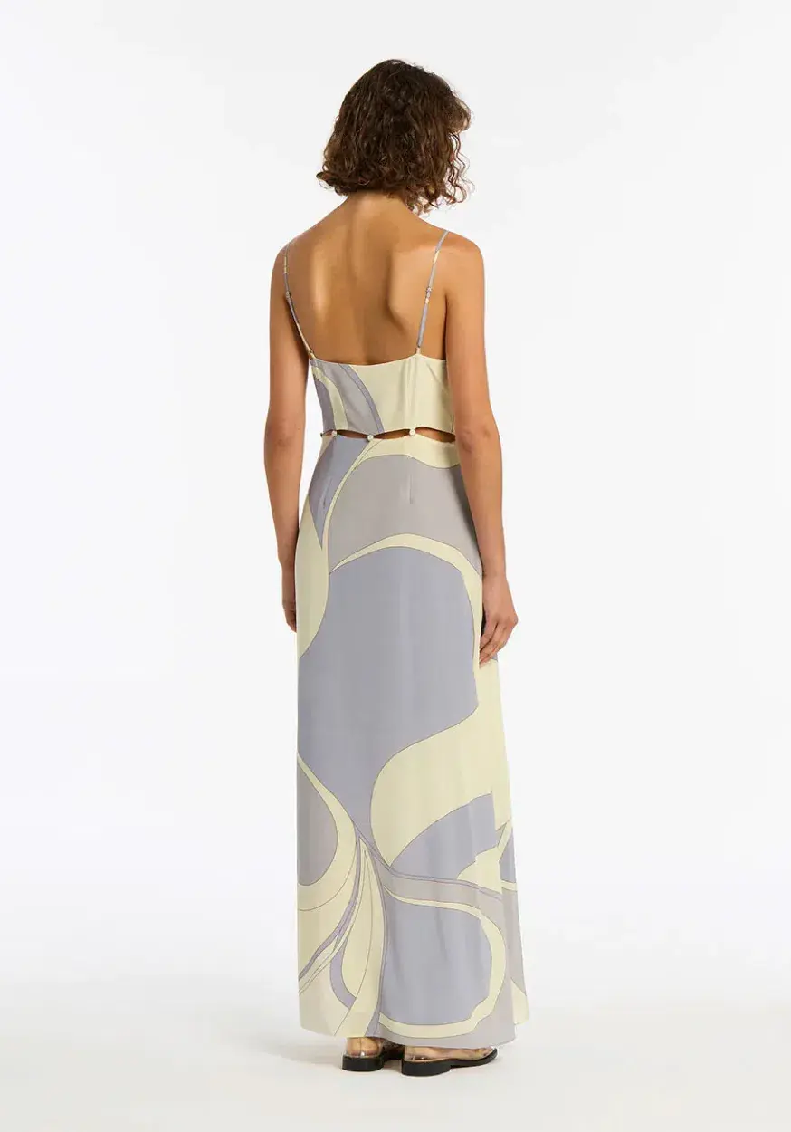 Sir the label Adrianna Buttoned Slip Dress Blue Multi Size 6 - Image 3