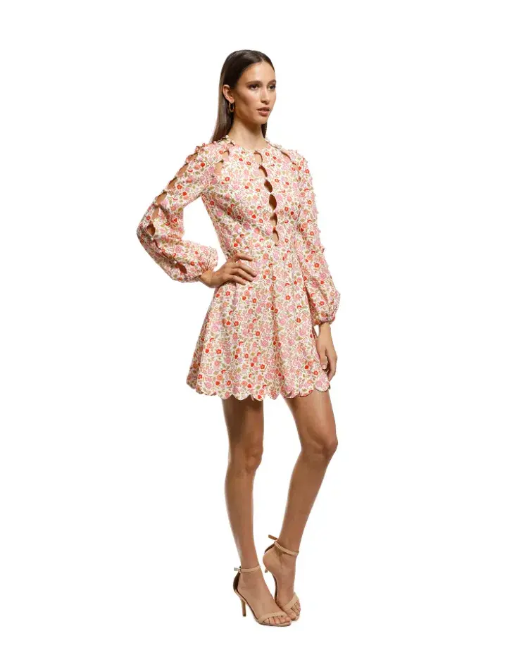 Zimmermann Goldie Scallop Short Dress Floral Size 1 / AU 10 - Image 2