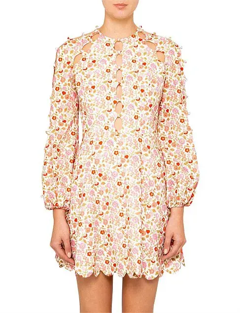 Zimmermann Goldie Scallop Short Dress Floral Size 1 / AU 10 - Image 4