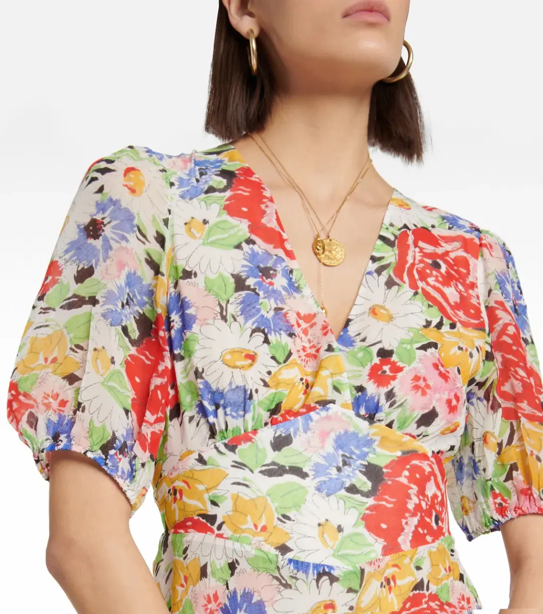 Rixo Corrine Midi Dress Floral Size AU 12  for rent on The Volte - main image