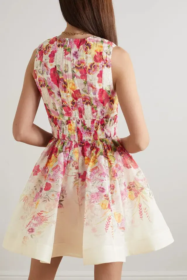 Zimmermann Wonderland V Neck Mini Dress Floral Size 0 / AU 8 - Image 2
