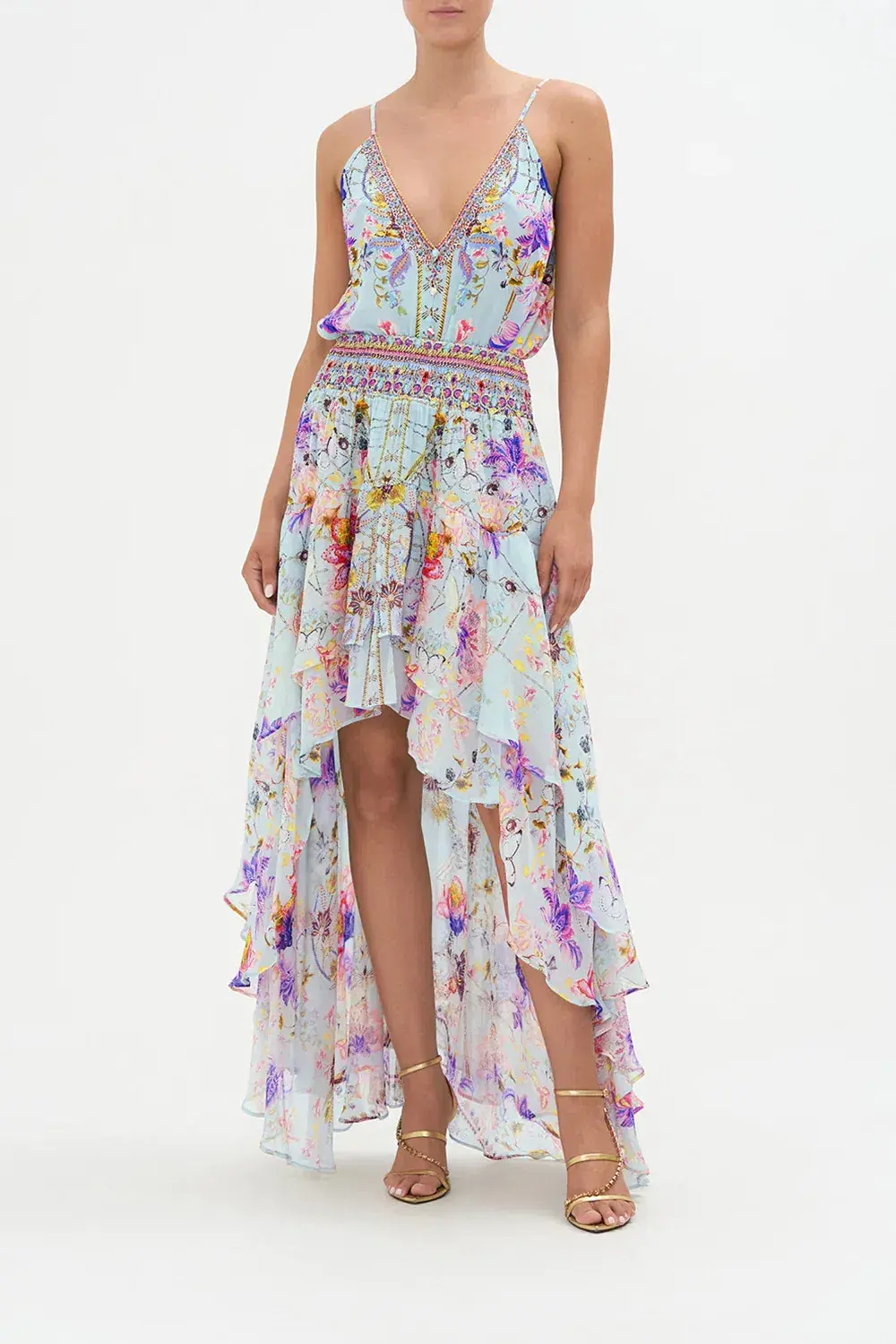 Camilla Double Layer Hem Skirt Love Web Print Size AU 8 - Image 1