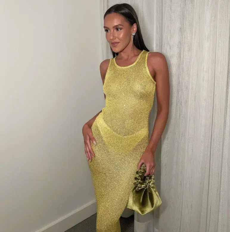 Asta Resort Natalia Dress Chartreuse Sequin Yellow Size XS / AU 6 - Image 3