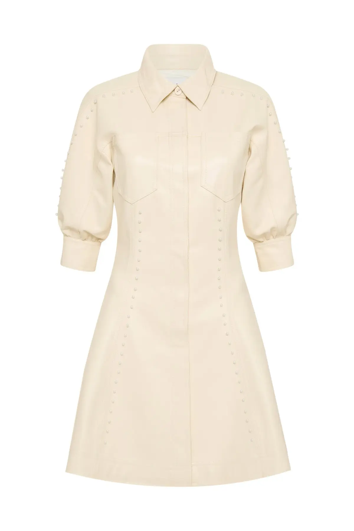 Aje Claire Pearl Mini Dress Sandstone Beige Size Small / AU 8 - Image 2