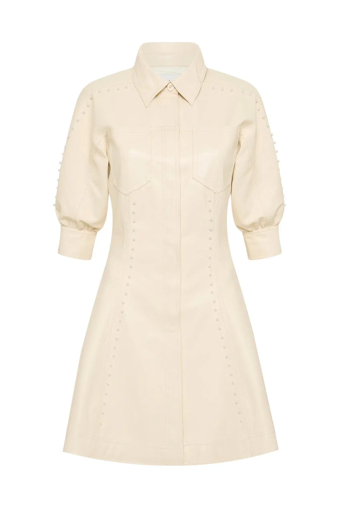 Aje Claire Pearl Mini Dress Sandstone Beige Size Small / AU 8 - Image 2