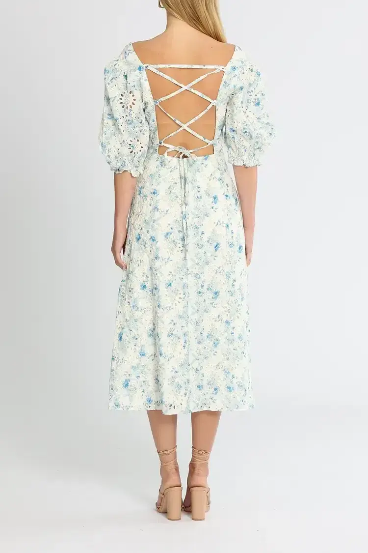 Mink Pink Zephyr Midi Dress Blue Print size 16 - Image 3