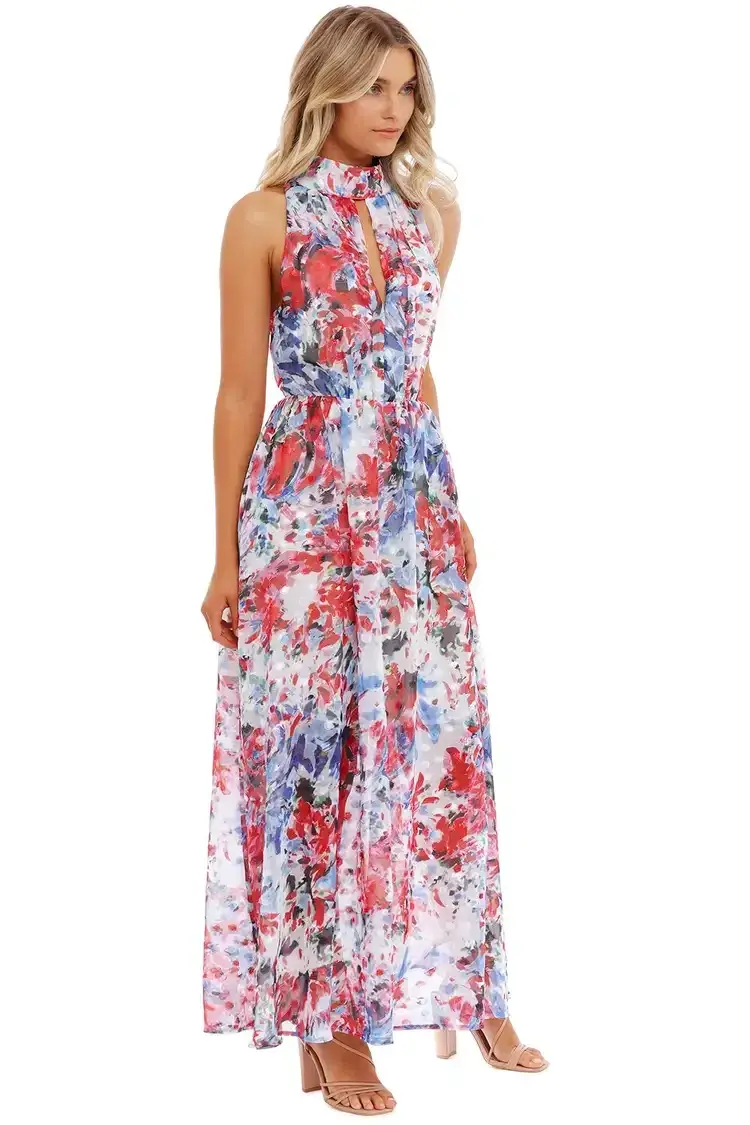 Sofia Irina Halter Gown Spring Flora Multi Print size 10 for rent on The Volte - main image