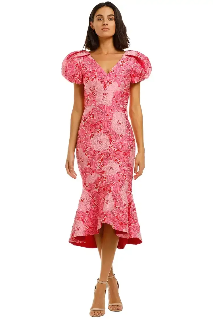 Love Honor Argento Midi Pink Floral Pink Size AU 14 - Image 1