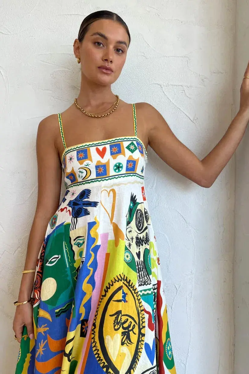 Alemais Soleil Dress Ivory/Multi Print Size 6 - Image 3