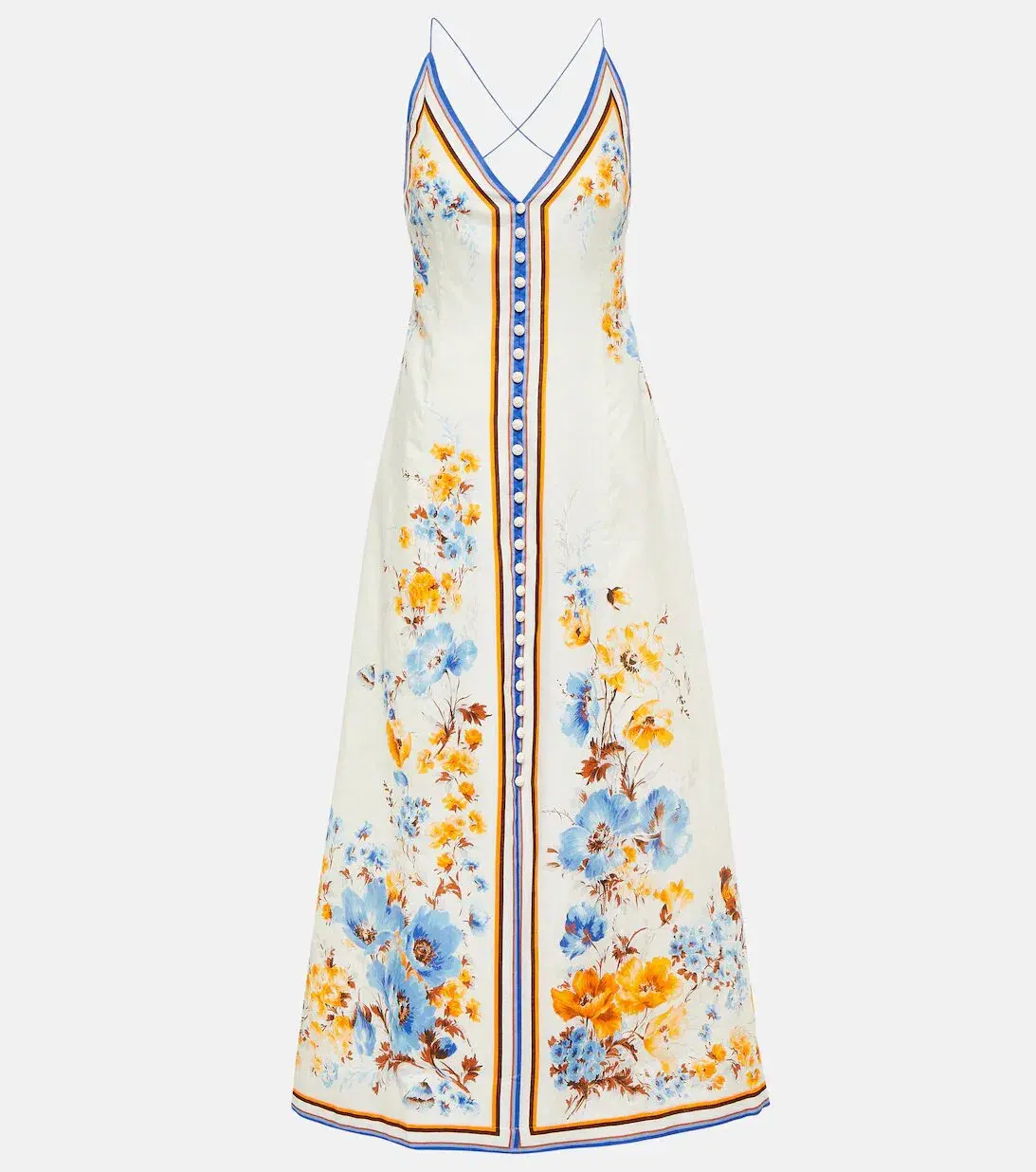 Zimmermann The Halcyon Slip Dress in Orange/Blue Floral Size 0/Au 8 - Image 3