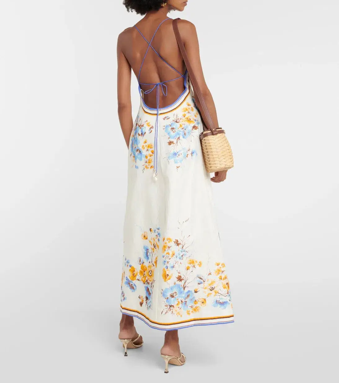 Zimmermann The Halcyon Slip Dress in Orange/Blue Floral Size 0/Au 8 - Image 2