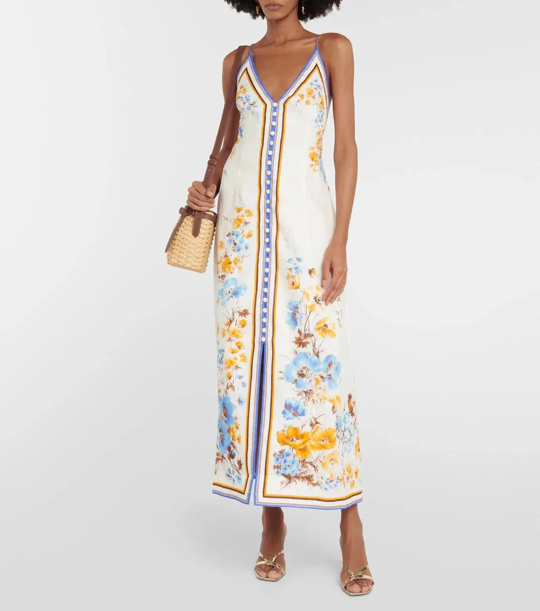 Zimmermann The Halcyon Slip Dress in Orange/Blue Floral Size 0/Au 8 - Image 1