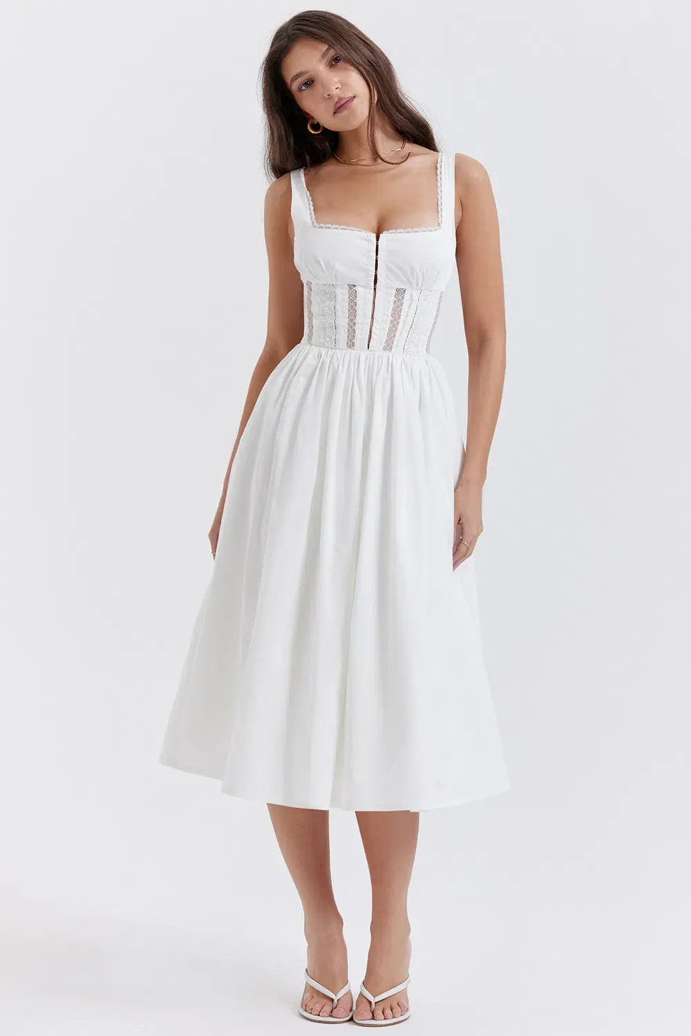 House Of CB Perle Lace Trim Dress  White Size S/Au 8  - Image 1