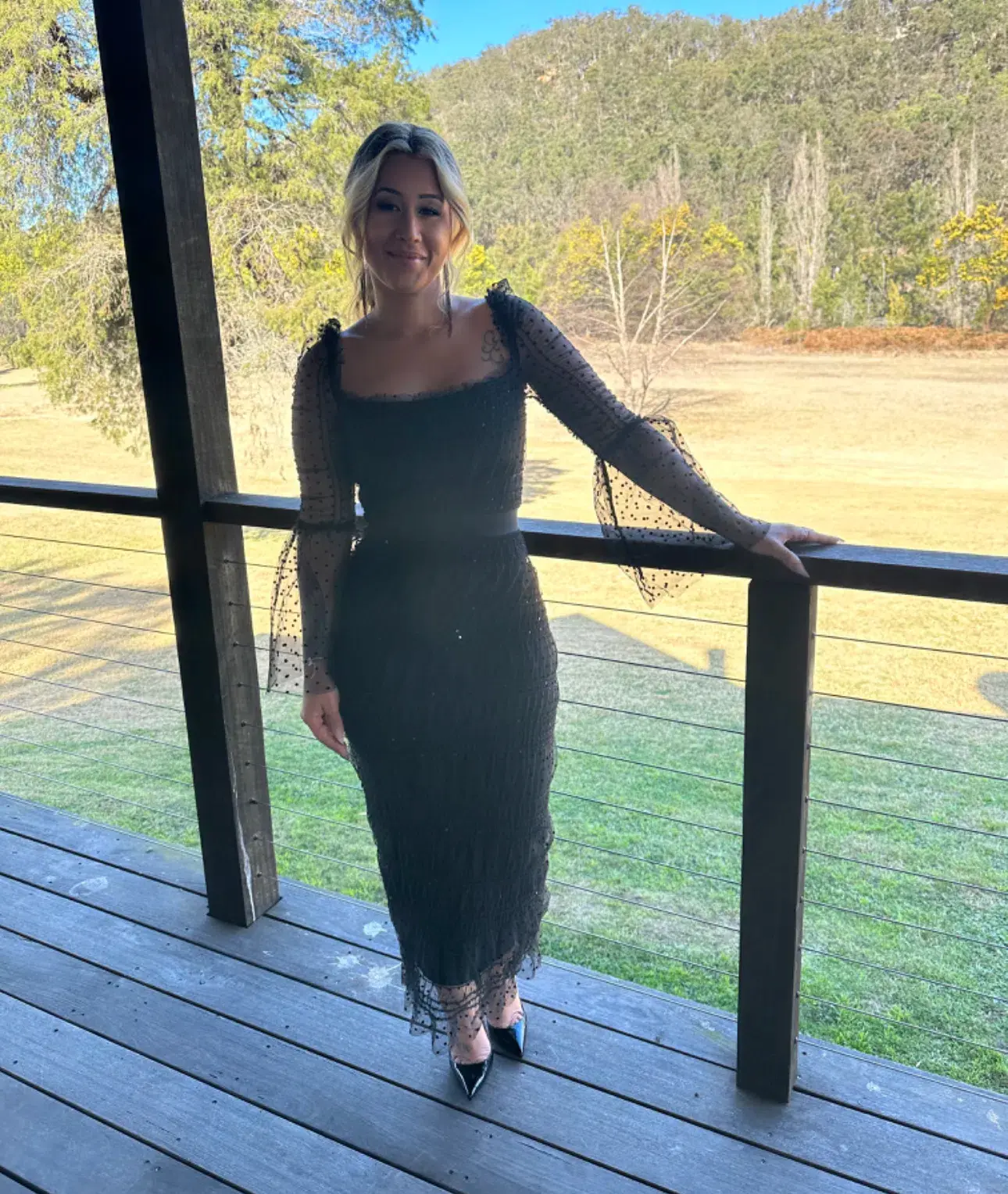 Bella Barnett Crana Mesh Midi Dress Black Size 6 - Image 1