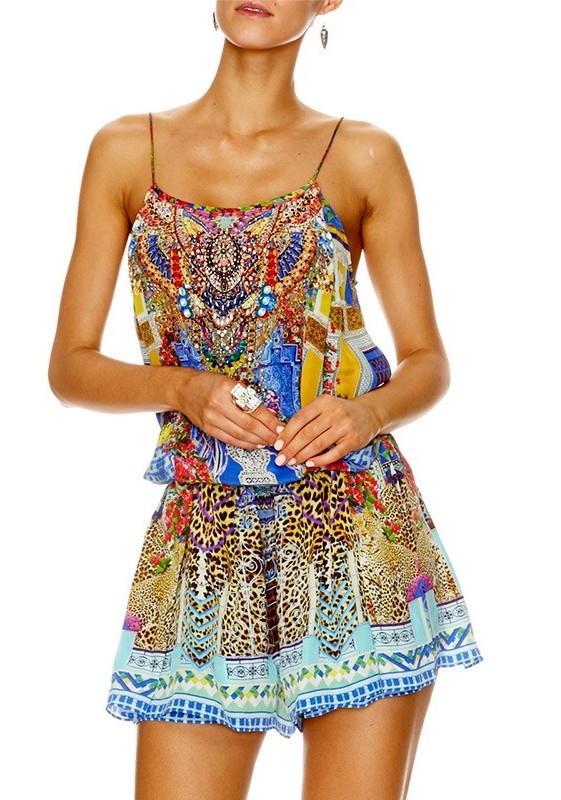 Camilla Bohemian Bounty Shoestring Strap Playsuit Blue Size 14 for rent on The Volte - main image