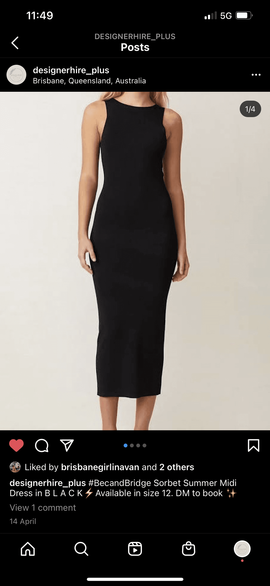 Bec & Bridge Sorbet Summer Midi Dress Black Size 12 for rent on The Volte - main image