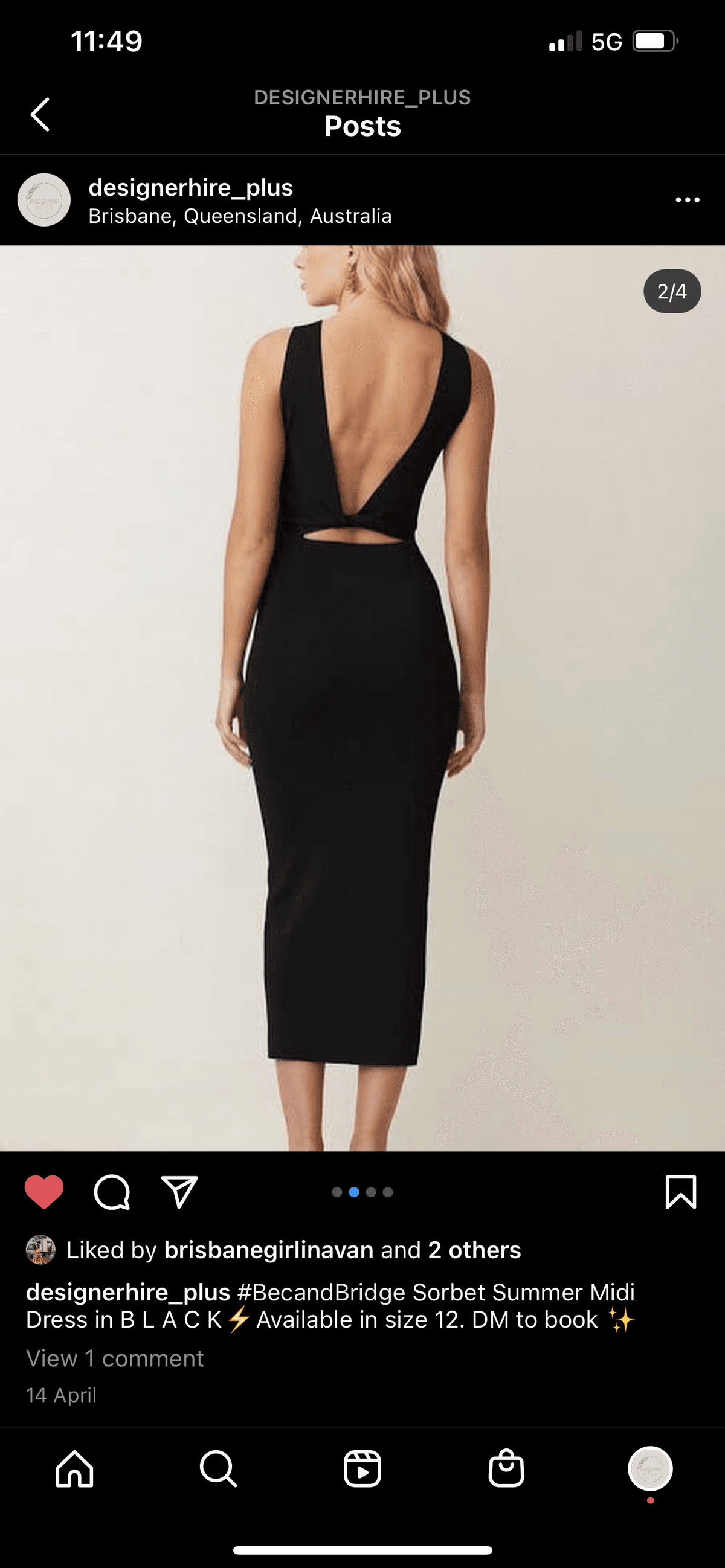 Bec & Bridge Sorbet Summer Midi Dress Black Size 12 - Image 4