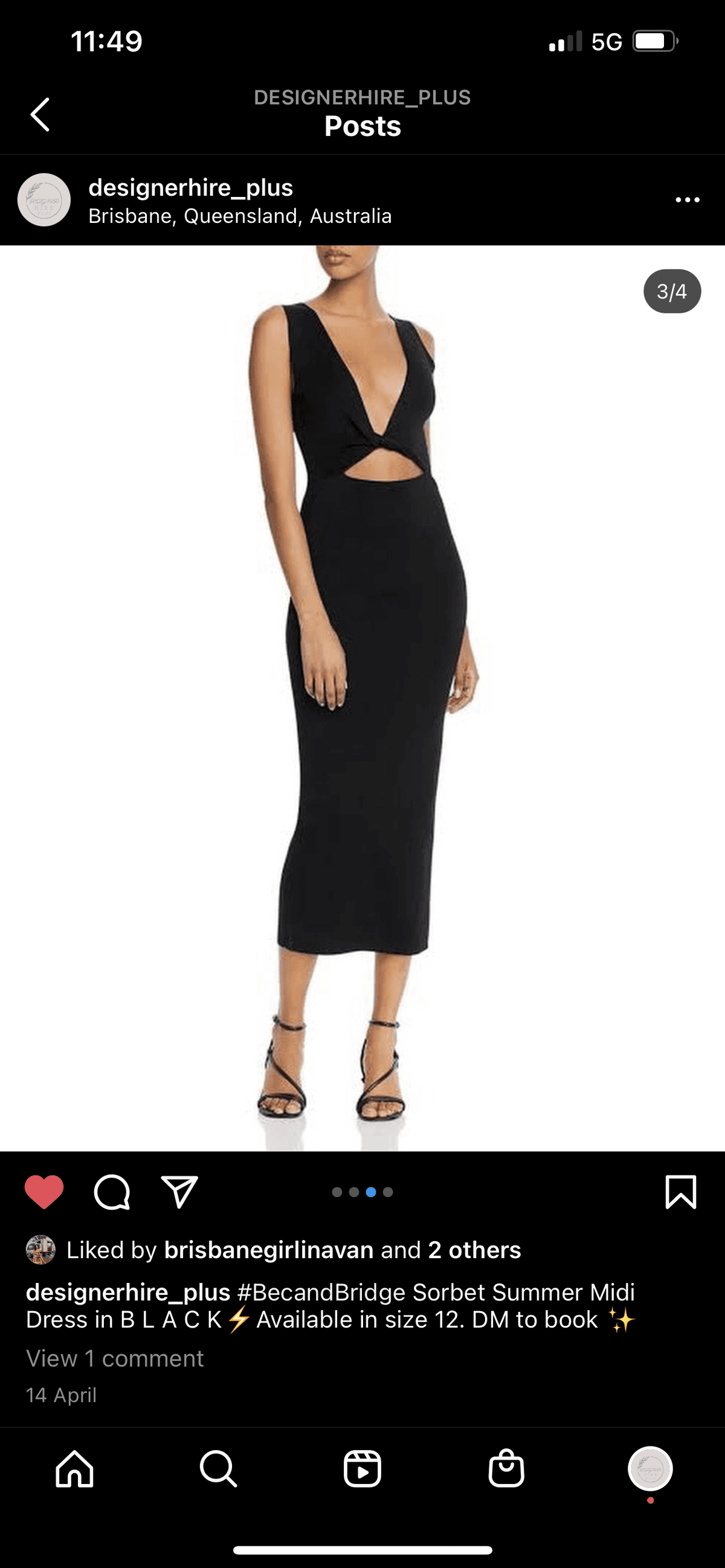 Bec & Bridge Sorbet Summer Midi Dress Black Size 12 - Image 3