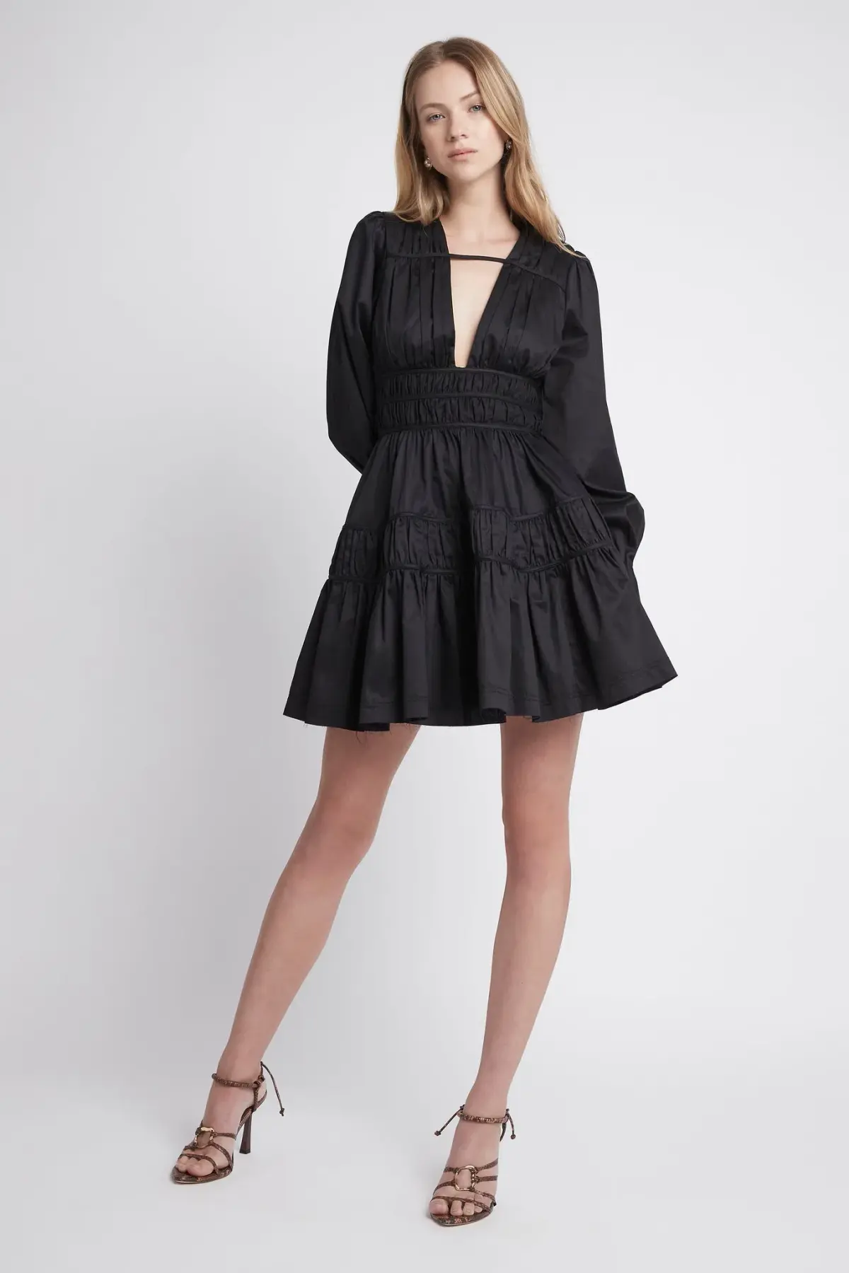 AJE Fallingwater Gathered Mini Dress Black Size 6 - Image 1