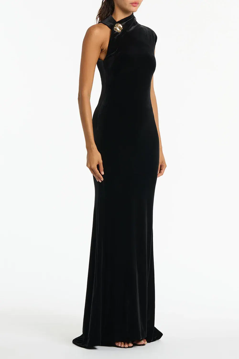 Carla Zampatti Velvet Button Gown Black Size 8  for rent on The Volte - main image