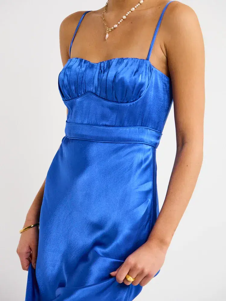 Shona Joy Oliviera Ruched Maxi Dress Blue Size 8 for rent on The Volte - main image