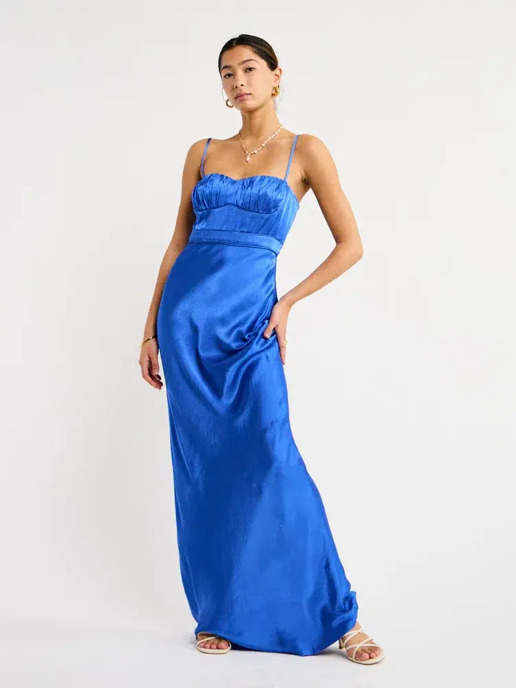 Shona Joy Oliviera Ruched Maxi Dress Blue Size 8 - Image 4