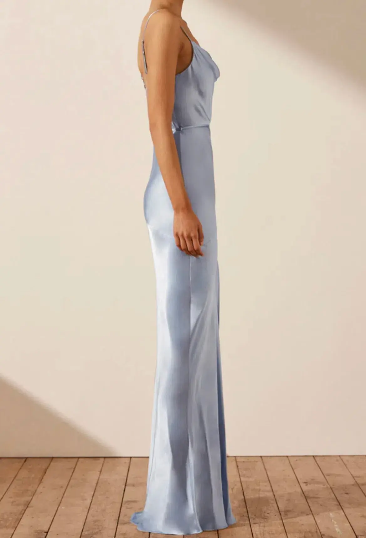 Shona Joy La Lune Bias Cowl Maxi in Powder Blue Size 6 - Image 2