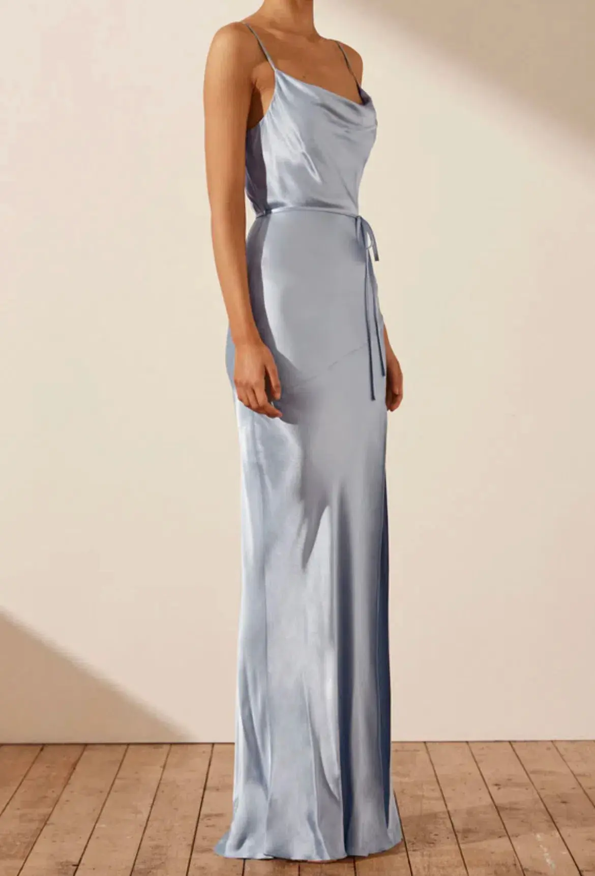 Shona Joy La Lune Bias Cowl Maxi in Powder Blue Size 6 - Image 4