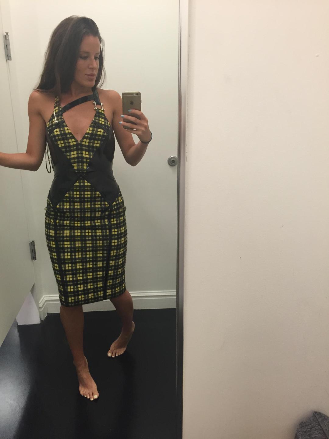 Versace Lurex Tartan Dress Print Size 4 for rent on The Volte - main image