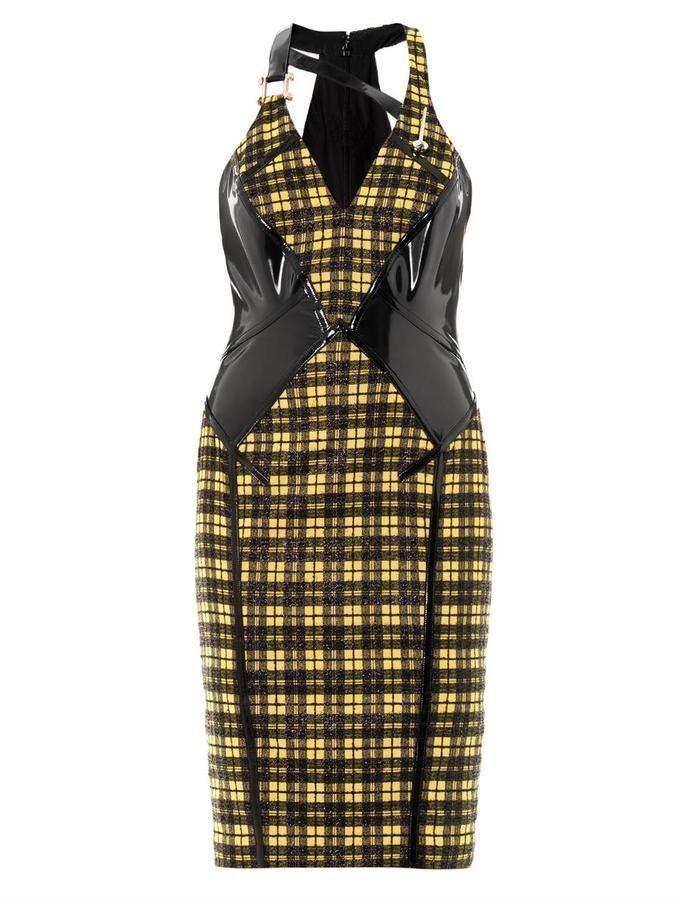 Versace Lurex Tartan Dress Print Size 4 - Image 2