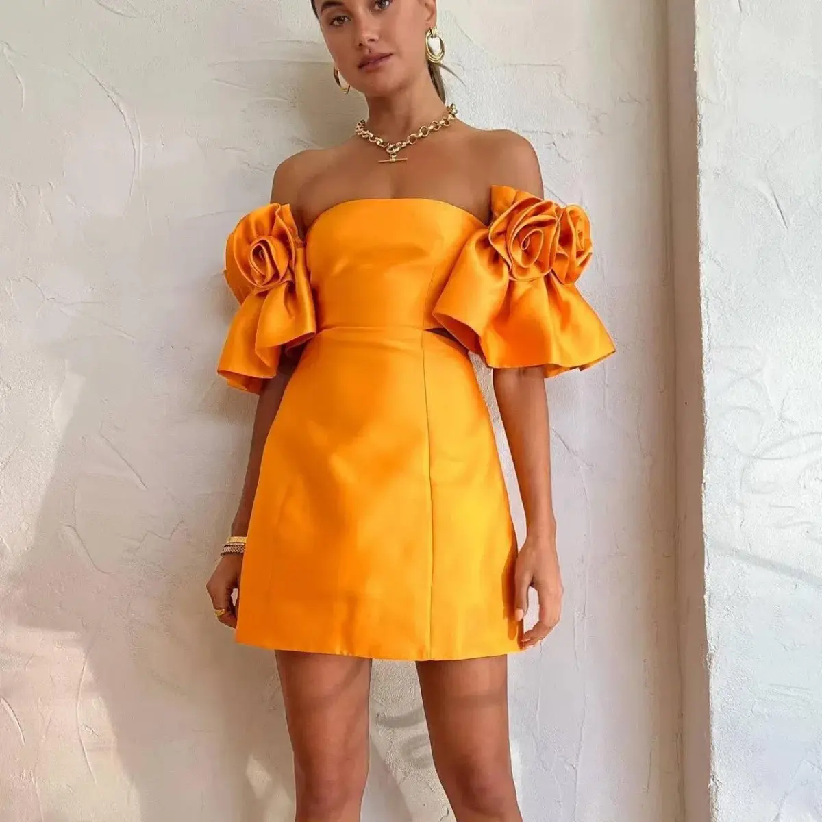 Alemais Macie Rosette Mini Dress in Tangerine Size S / AU 8 - Image 1