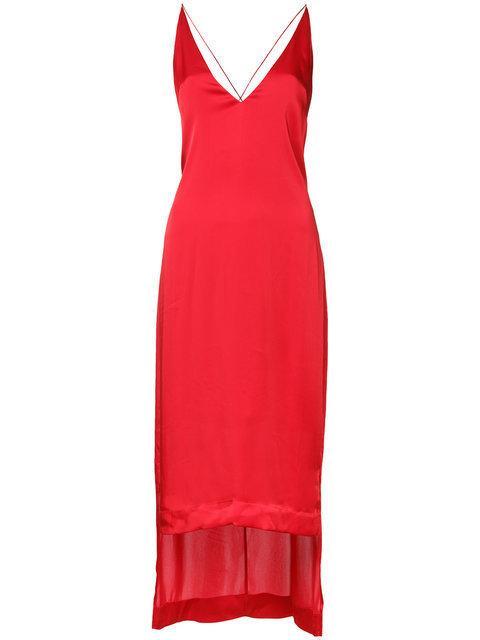 Dion Lee Fine Line Satin Dress Red 6 - Image 3