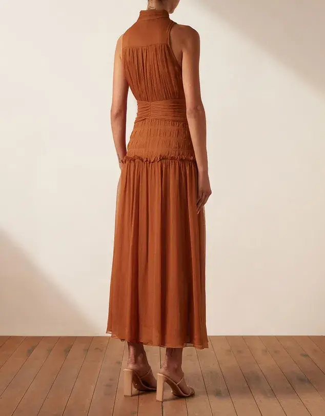 Shona Joy Noemi Sleeveless Button Up Midi Dress in Siena Size 14 - Image 3