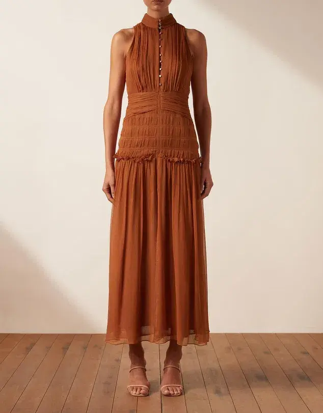 Shona Joy Noemi Sleeveless Button Up Midi Dress in Siena Size 14 - Image 1