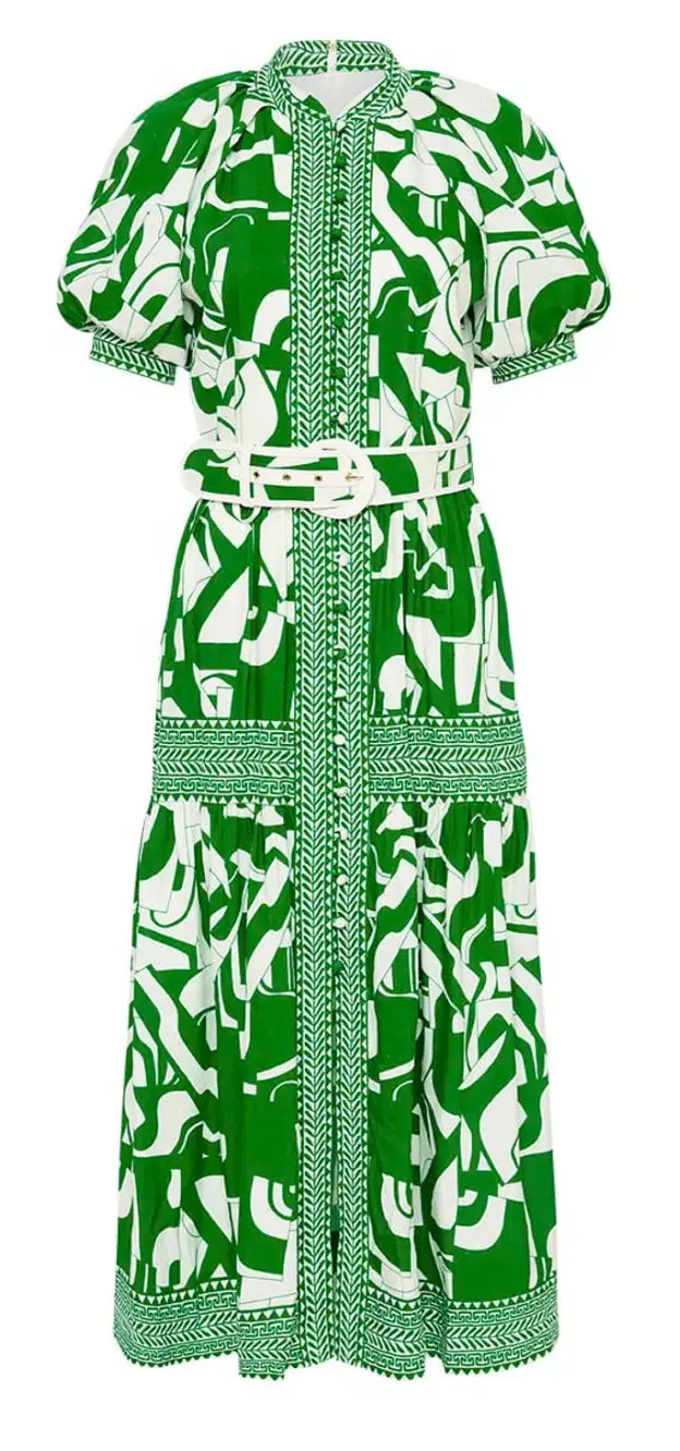 Rebecca Vallance Buttercup Midi Dress Green Print Size 8 - Image 4