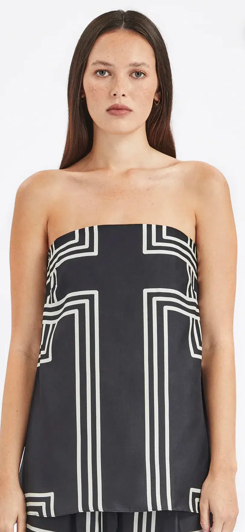 Ginger & Smart Walk the Line Strapless Top Black/Print Size 8 - Image 3