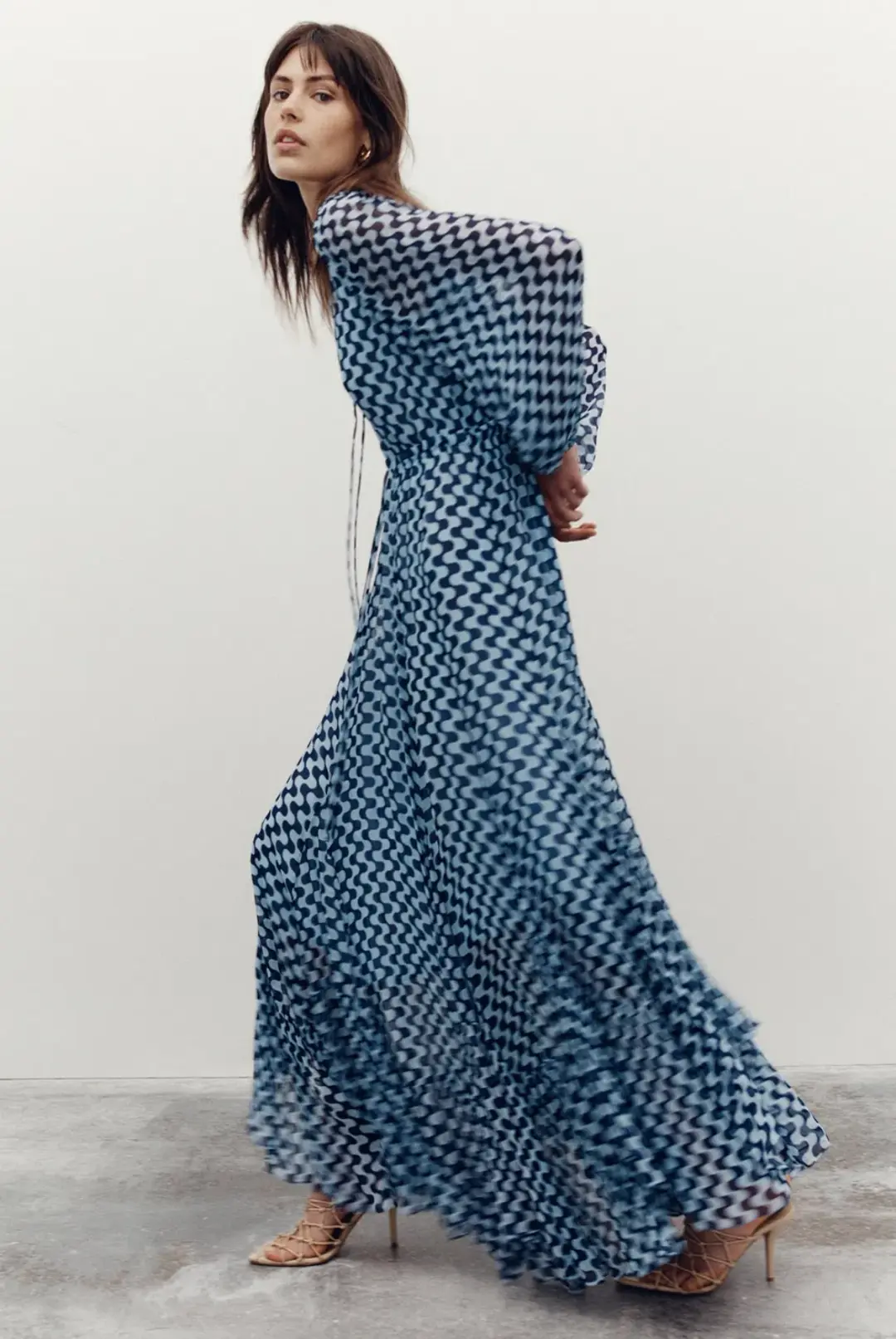 Shona Joy Elina Lace Front Drawstring Maxi Dress Print Size 8 for rent on The Volte - main image