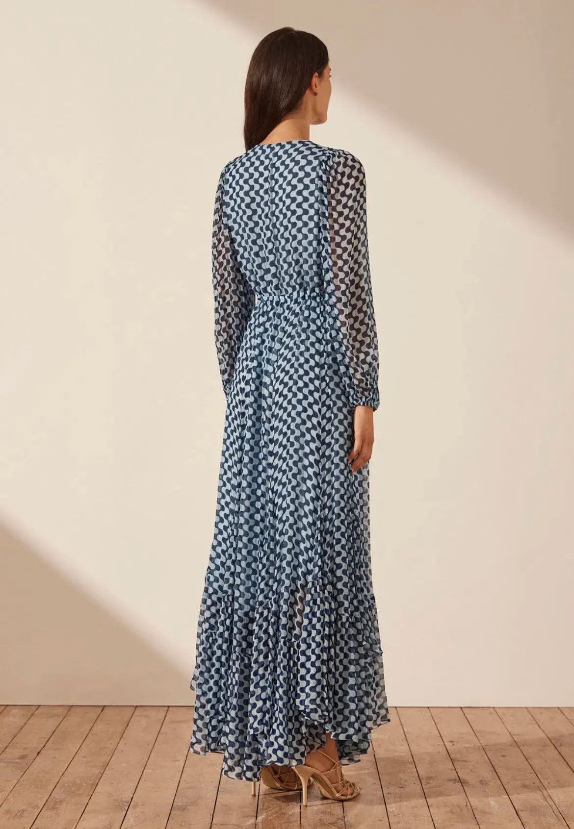 Shona Joy Elina Lace Front Drawstring Maxi Dress Print Size 12 - Image 2